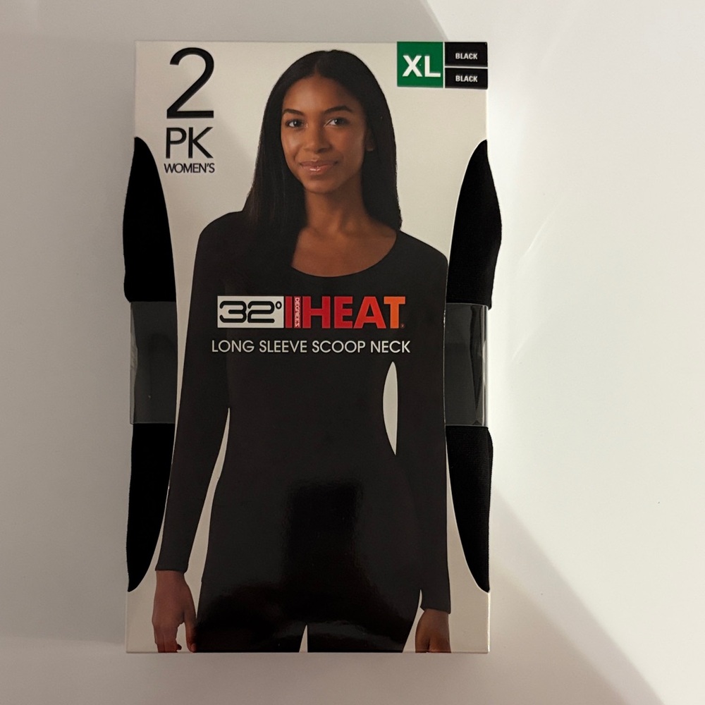 32 Degrees Women's Black Long Sleeve Top - 2 Pack